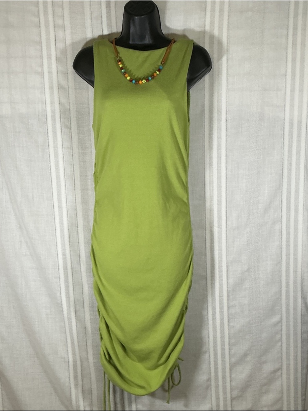 Lulu's Sleeveless Lime Green Drawstring Maxi Dress